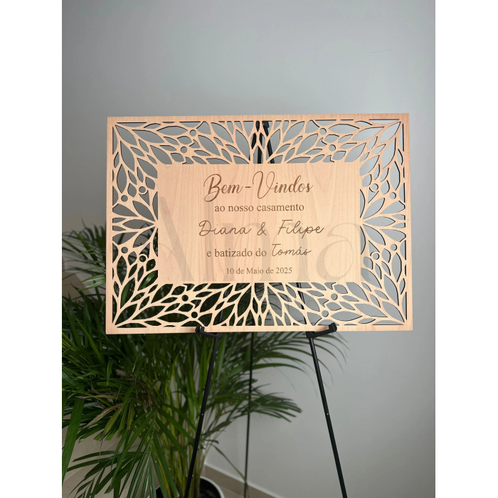 Placa Madeira Floral Recortada - Image 1